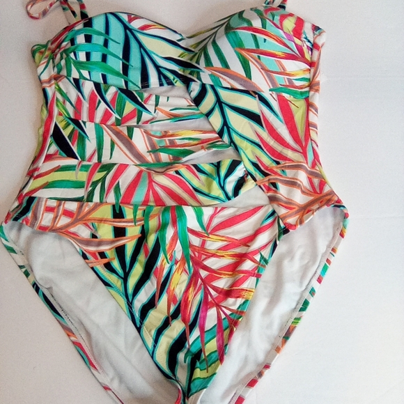 Kenneth Cole Women's Tropical Multicolor One Piece Swimsuit, Sz.Large - Picture 6 of 15